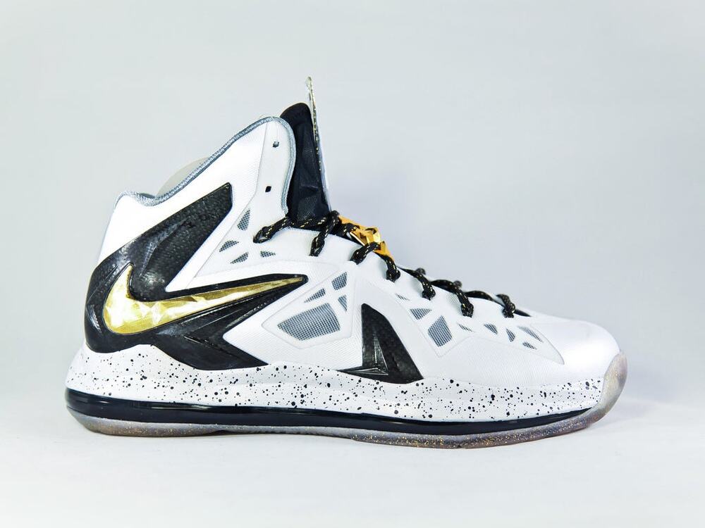 Nike Lebron 10 Elite 'Home' mens Gold Black & White Mens Sneakers Size 7.5